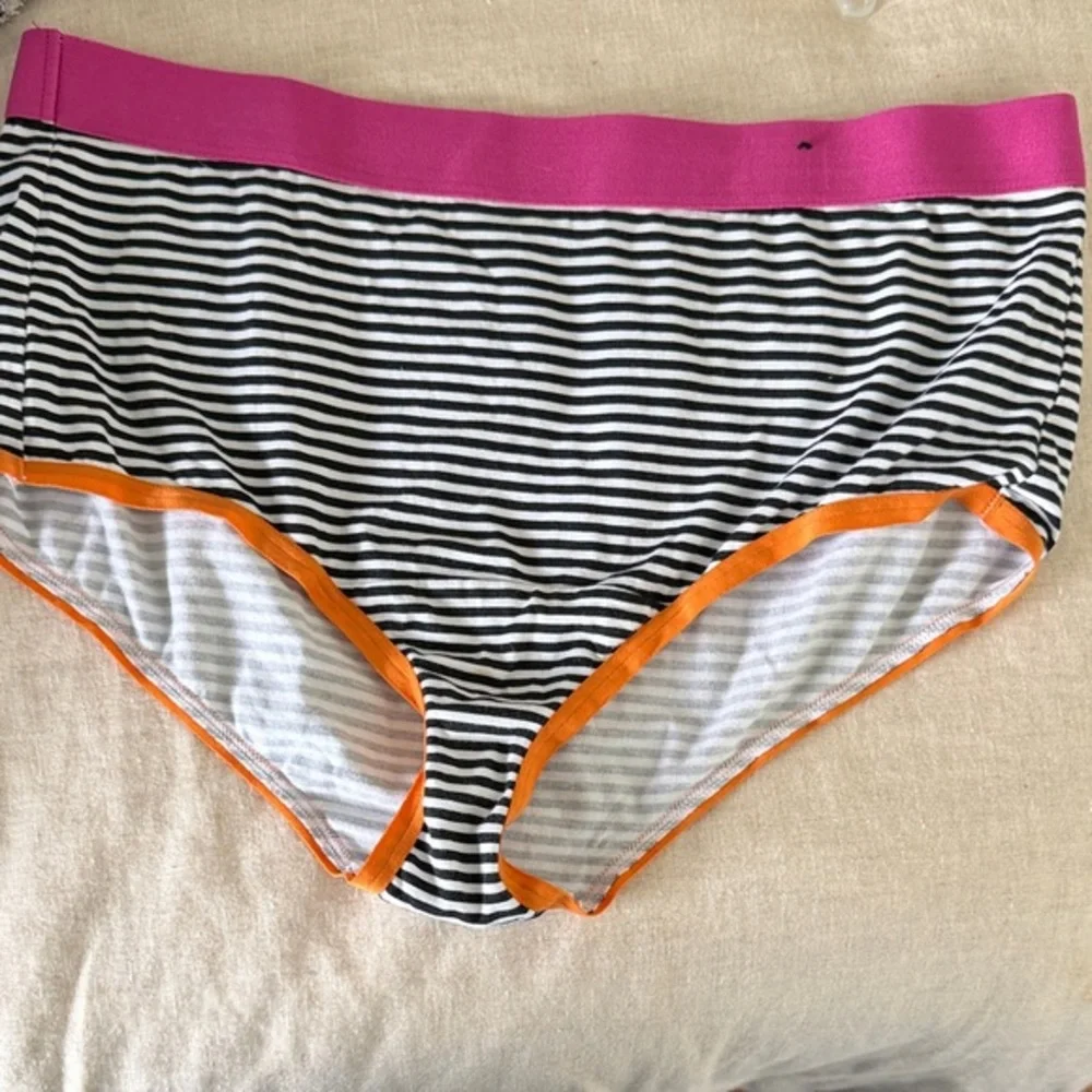 Striped Women's Panties - Fuchsia, Black, White, and Orange